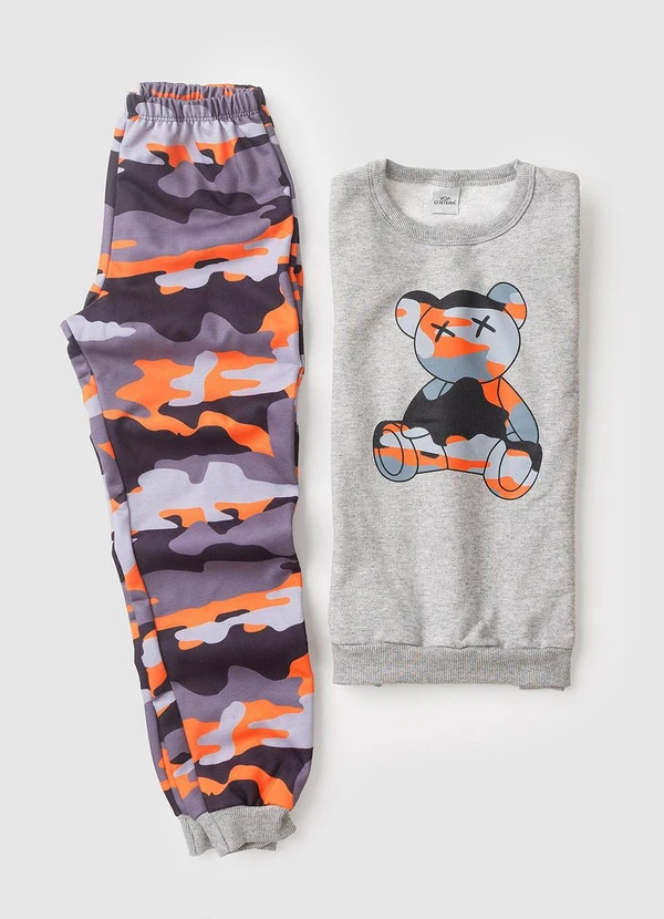 Vida Costeira - Conjunto Moletom Infantil Camuflado Urso Mescla 6