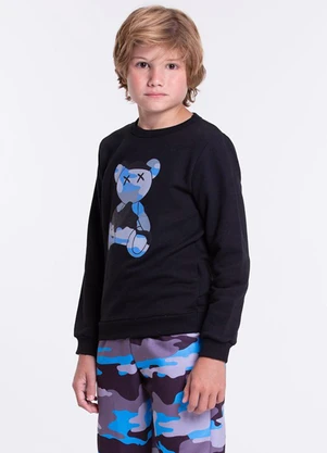 Vida Costeira - Conjunto Moletom Infantil Camuflado Urso Preto - VIDA COSTEIRA
