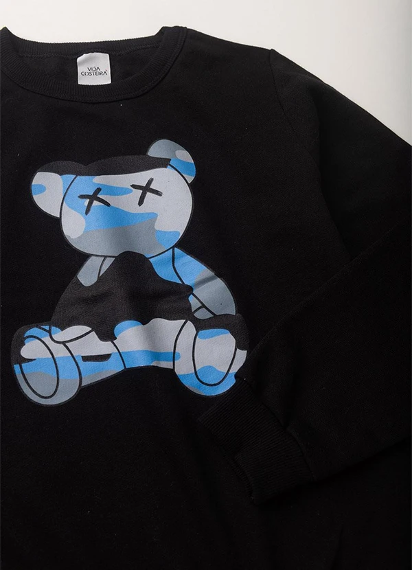 Vida Costeira - Conjunto Moletom Infantil Camuflado Urso Preto 3