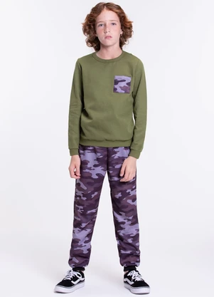 Vida Costeira - Conjunto Moletom Infantil Camuflado Verde - VIDA COSTEIRA