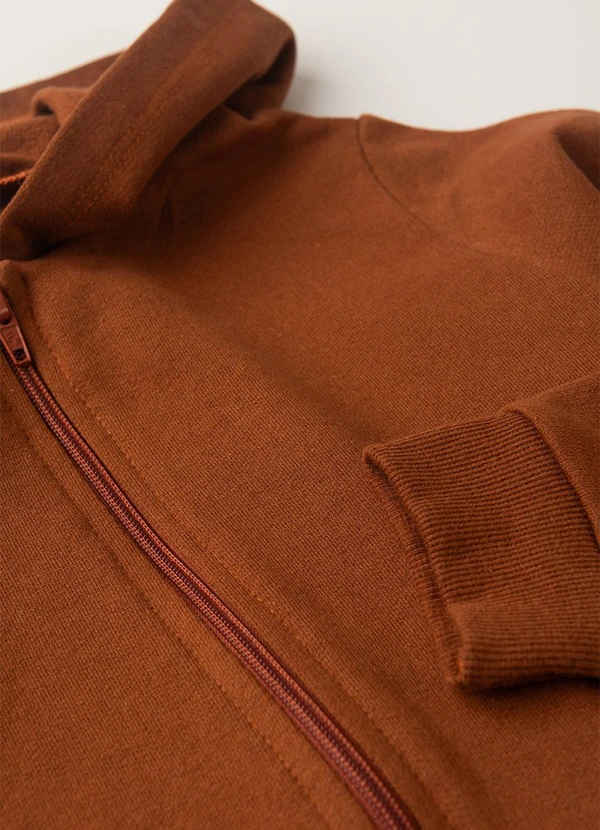 Vida Costeira - Conjunto Moletom Infantil Capuz e Zíper Caramelo 3