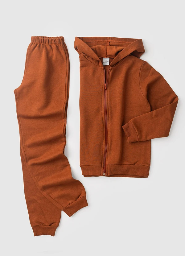 Vida Costeira - Conjunto Moletom Infantil Capuz e Zíper Caramelo 5