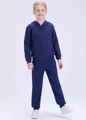 Vida Costeira - Conjunto Moletom Infantil Capuz e Zíper Marinho - VIDA COSTEIRA