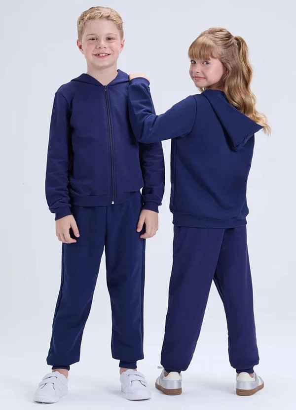 Vida Costeira - Conjunto Moletom Infantil Capuz e Zíper Marinho 4