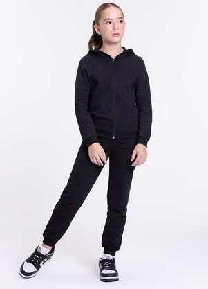 Vida Costeira - Conjunto Moletom Infantil Capuz e Zíper Preto - VIDA COSTEIRA