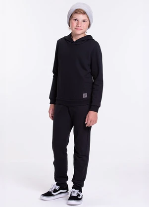 Vida Costeira - Conjunto Moletom Infantil com Capuz Menino Preto - VIDA COSTEIRA