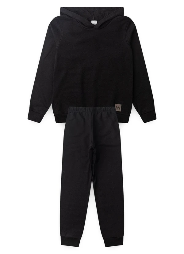 Vida Costeira - Conjunto Moletom Infantil com Capuz Menino Preto 6