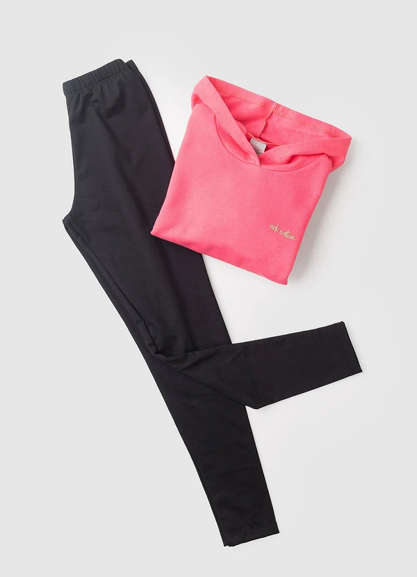 Vida Costeira - Conjunto Moletom Infantil Cropped com Capuz Rosa 3