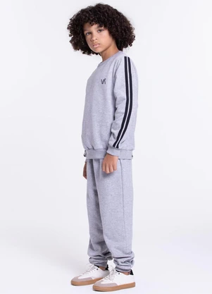 Vida Costeira - Conjunto Moletom Infantil Detalhe Faixas Mescla - VIDA COSTEIRA