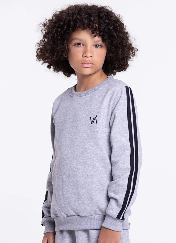 Vida Costeira - Conjunto Moletom Infantil Detalhe Faixas Mescla 2