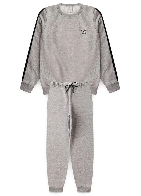 Vida Costeira - Conjunto Moletom Infantil Detalhe Faixas Mescla 6