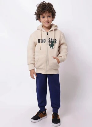 Torra - Conjunto Moletom Infantil Dinossauro Bege - TORRA