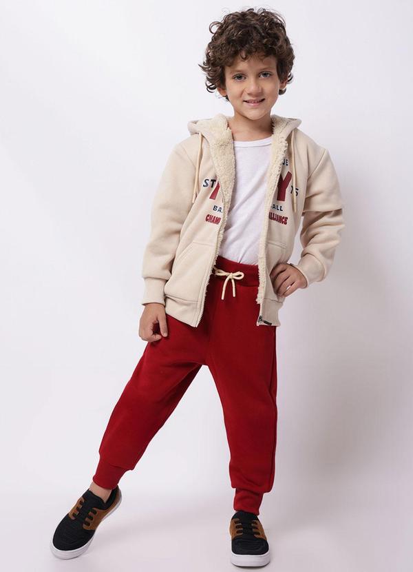 Torra - Conjunto Moletom Infantil Estampa Ny Capuz Bege