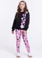 Vida Costeira - Conjunto Moletom Infantil Florzinhas Rosa - variação: Preto