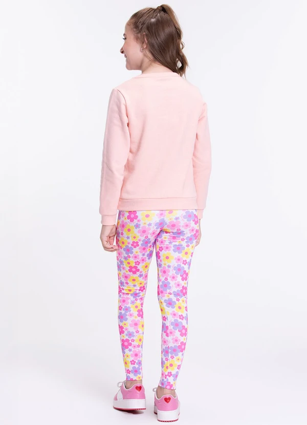 Vida Costeira - Conjunto Moletom Infantil Florzinhas Rosa 2