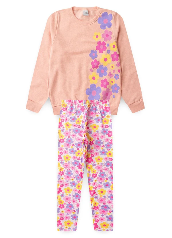 Vida Costeira - Conjunto Moletom Infantil Florzinhas Rosa 6