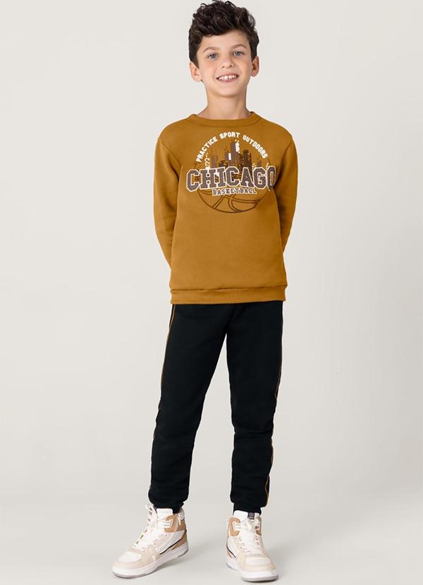 Brandili - Conjunto Moletom Infantil Menino Marrom