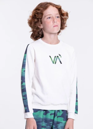 Vida Costeira - Conjunto Moletom Infantil Militar Off White - VIDA COSTEIRA