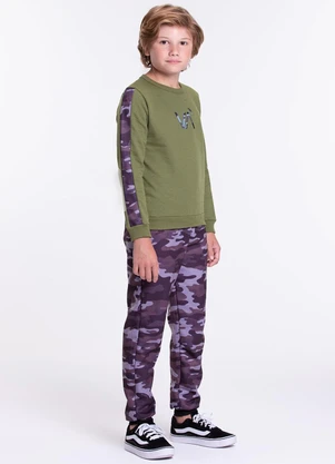 Vida Costeira - Conjunto Moletom Infantil Militar Verde - VIDA COSTEIRA