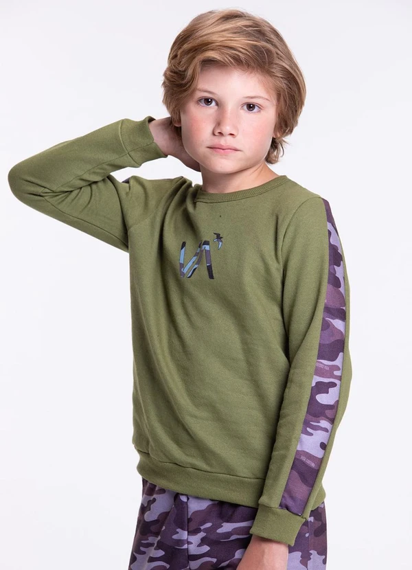Vida Costeira - Conjunto Moletom Infantil Militar Verde 2