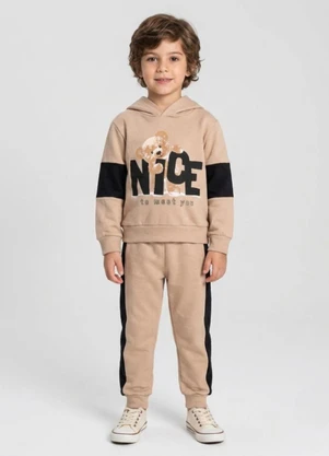 Select - Conjunto Moletom Menino Blusão e Calça Bege - SELECT