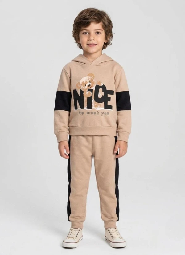 Select - Conjunto Moletom Menino Blusão e Calça Bege