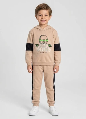 Select - Conjunto Moletom Menino Blusão e Calça Bege - SELECT
