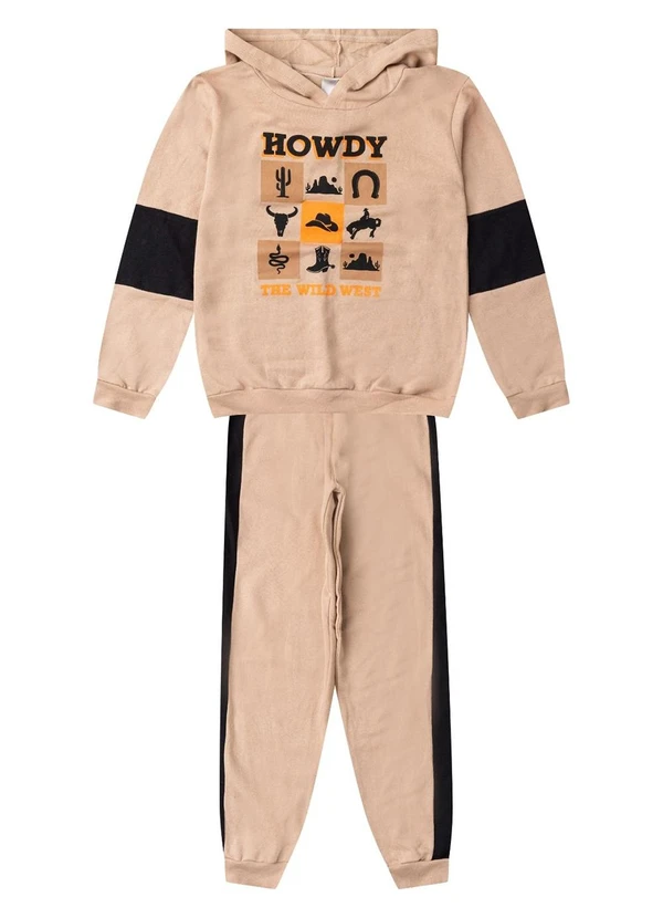 Select - Conjunto Moletom Menino Blusão e Calça Bege