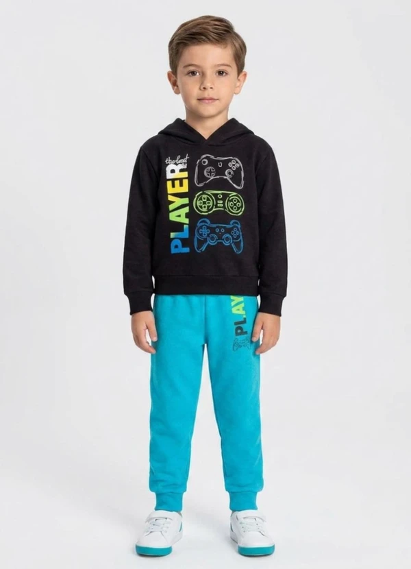 Select - Conjunto Moletom Menino Blusão e Calça Preto