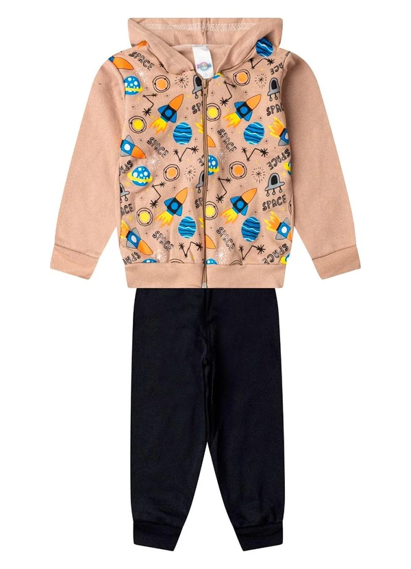 Select - Conjunto Moletom Menino Jaqueta e Calça Bege