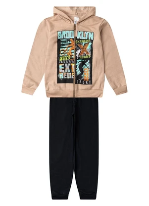 Select - Conjunto Moletom Menino Jaqueta e Calça Bege - SELECT