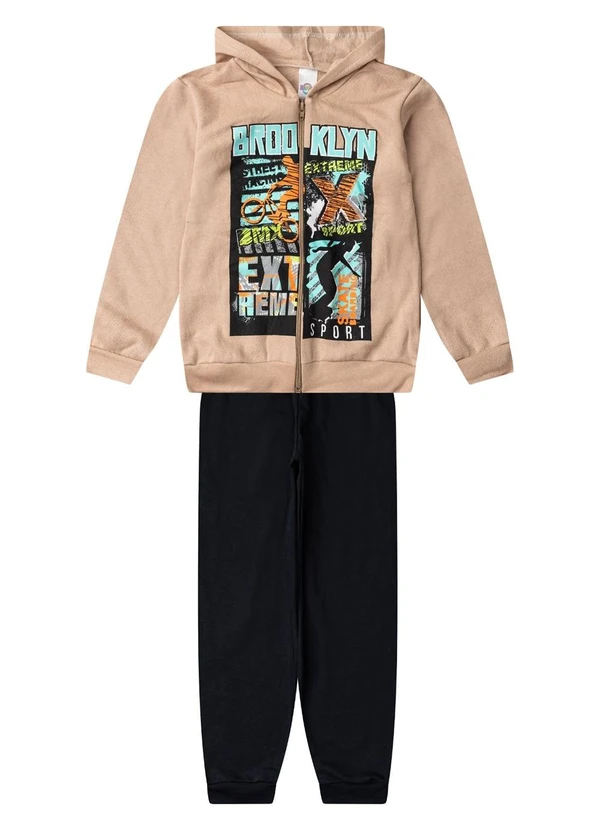 Select - Conjunto Moletom Menino Jaqueta e Calça Bege