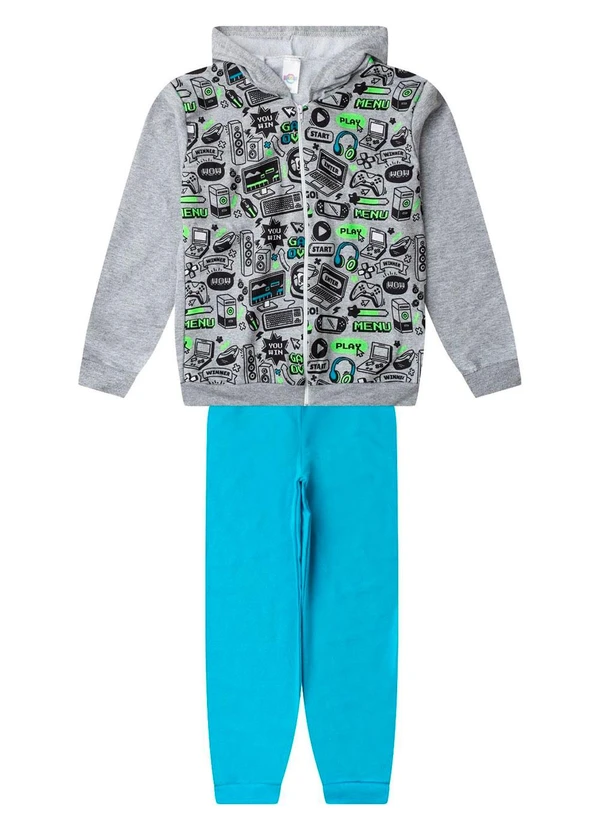Select - Conjunto Moletom Menino Jaqueta e Calça Cinza