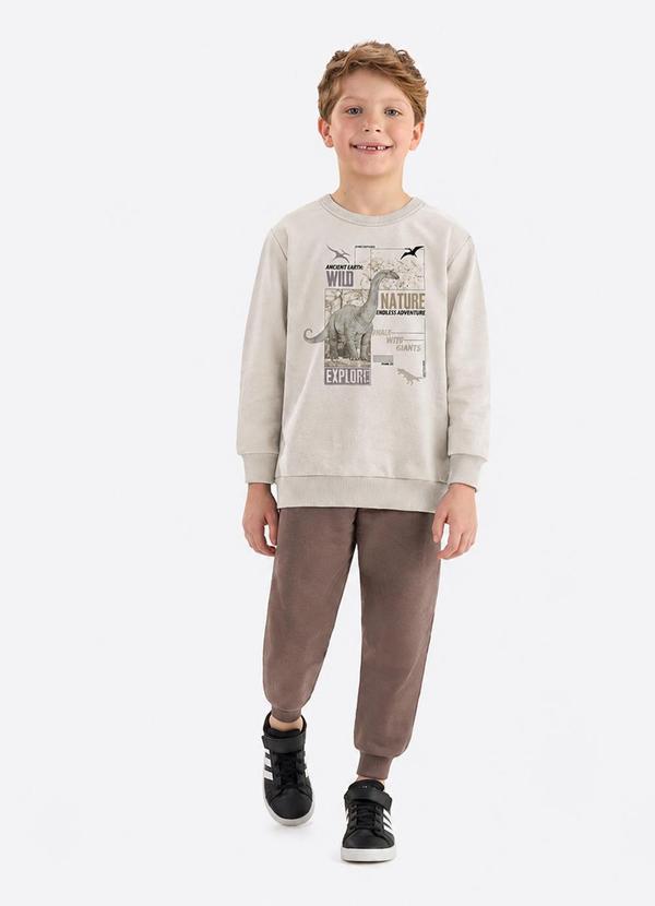 Rovi Kids - Conjunto Moletom Peluciado e Calça com Punho Marrom