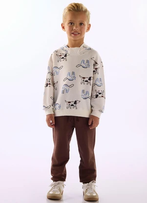 Up Baby - Conjunto Moletom Puppy Fun Branco - UP BABY