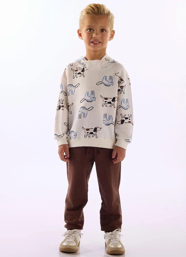 Up Baby - Conjunto Moletom Puppy Fun Branco 1