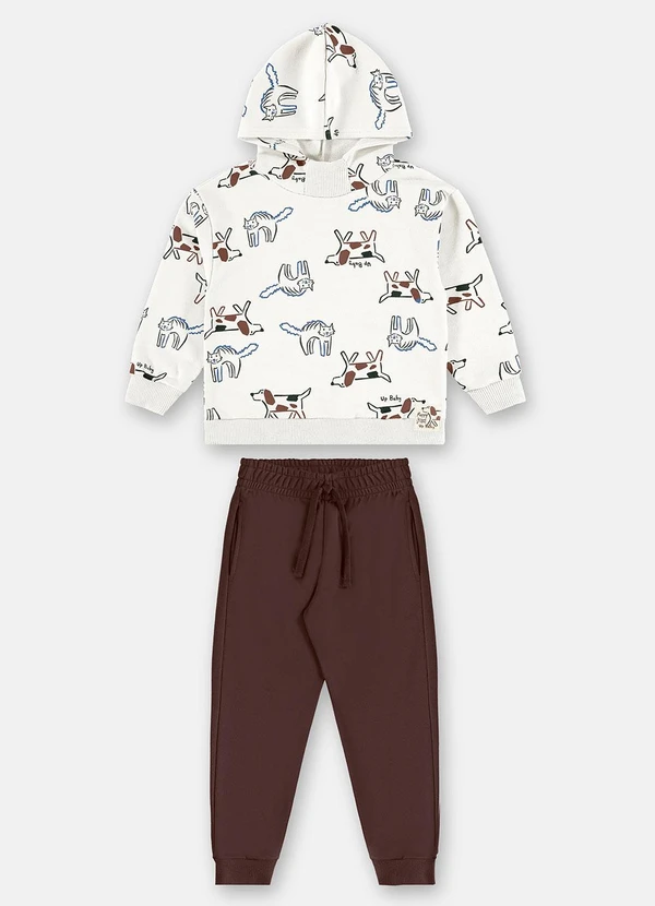 Up Baby - Conjunto Moletom Puppy Fun Branco 3