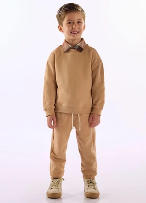 Up Baby - Conjunto Moletom sem Felpa Bege - UP BABY