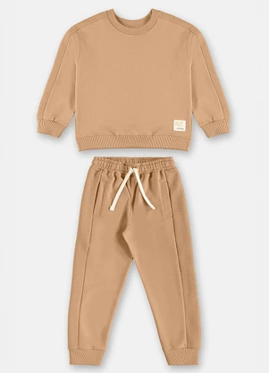 Up Baby - Conjunto Moletom sem Felpa Bege - UP BABY
