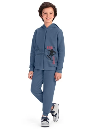 Outlet - Conjunto Moletom Skate Menino Azul - OUTLET