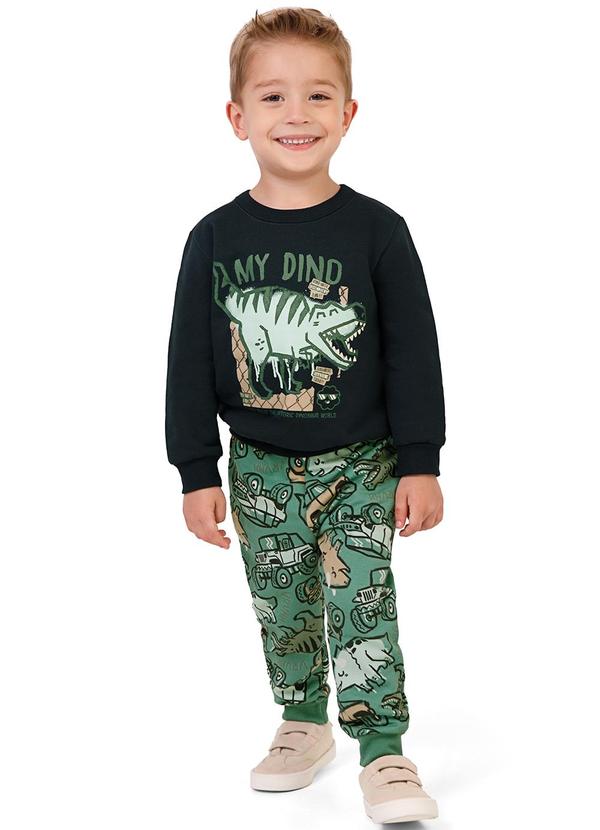 Malwee Kids - Conjunto My Dino em Moletom Preto