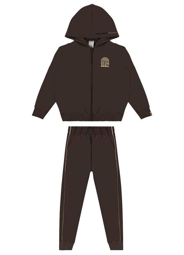 Malwee Kids - Conjunto Never Lost em Moletom Marrom