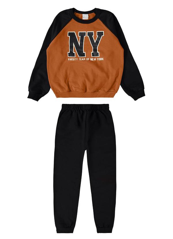 Malwee Kids - Conjunto Ny em Moletom Jogger Menino Marrom