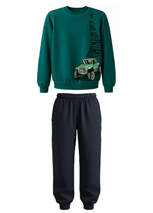 Malwee Kids - Conjunto Off Road em Moletom Verde Turquesa - MALWEE KIDS