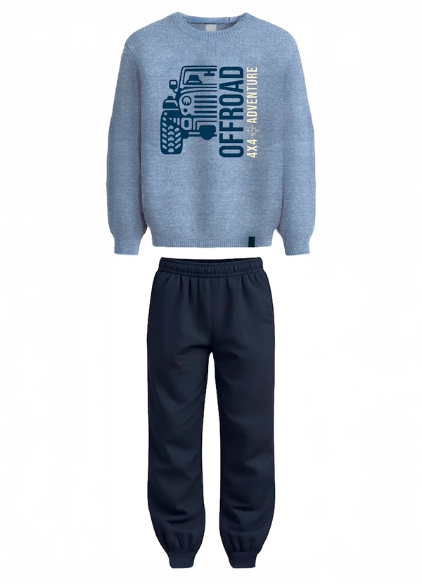 Malwee Kids - Conjunto Offroad em Moletom Azul Marinho