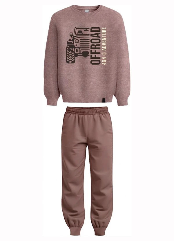 Malwee Kids - Conjunto Offroad em Moletom Marrom
