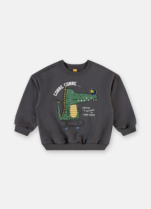 Três e Já - Conjunto Pega-Pega Blusão Bermuda Cinza 3