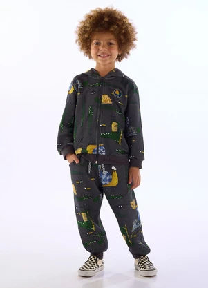 Três e Já - Conjunto Pega-Pega Jaqueta Calça Cinza - TRÊS E JÁ