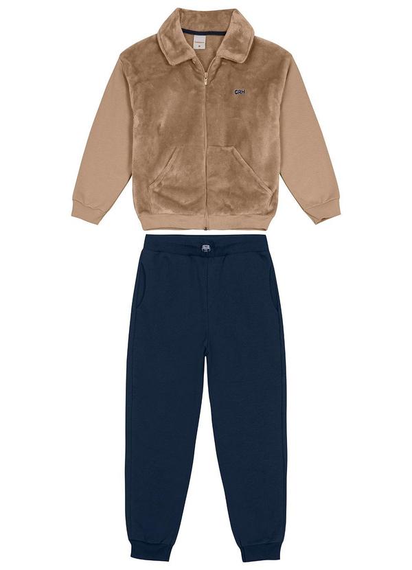 Carinhoso - Conjunto Pelúcia e Moletom Menino Bege