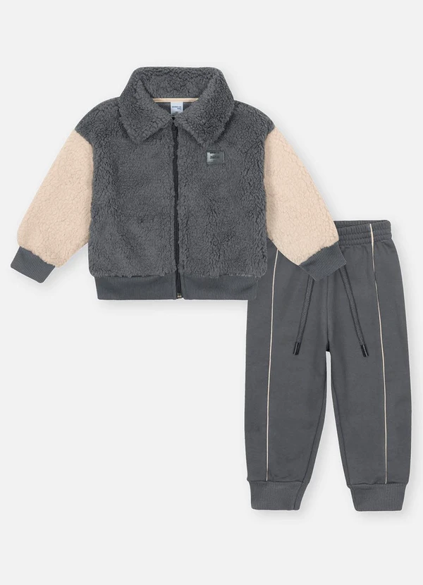 Abrange - Conjunto Peluciado Bebê Menino Carneirinho Cinza 2